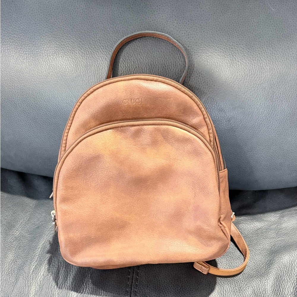 Tan Leather Mini Backpack